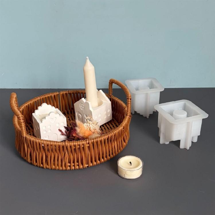 Artistic Home Shape Silicone Mold Candlestick For Crafting Beautiful Jewelry Unique Soaps And Festive Candle
