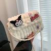 Kuromi Hand-Knitted Wool Bag - Strawberry Bear Design, DIY Material Kit for Women's Crossbody, Shoulder, or Handbag.