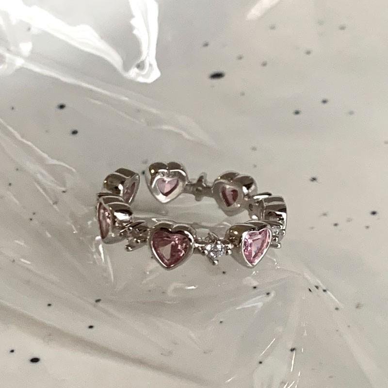Pink Zirconia Heart Ring for Women - Stylish, Cool, Niche Design, Open Index Finger Band