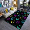 Colorful Neon Faces Pattern Carpet Suitable As a Non-slip Mat for the Living Room or Bedroom Sofa