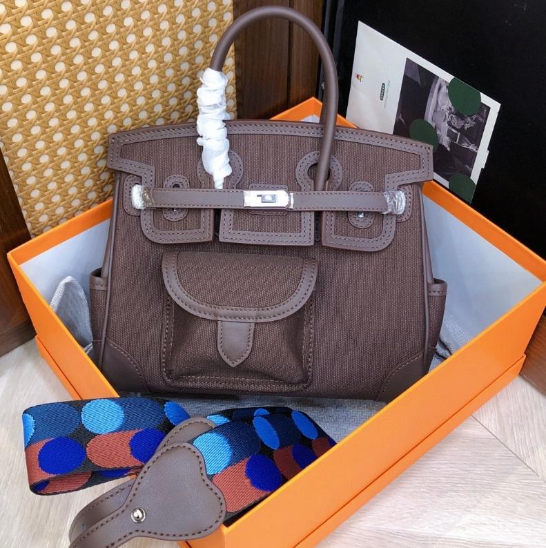 Nuova borsa da donna in vera pelle con inserto in tela alla moda, tracolla lavorata a maglia, borsa da donna a tracolla diagonale a mano