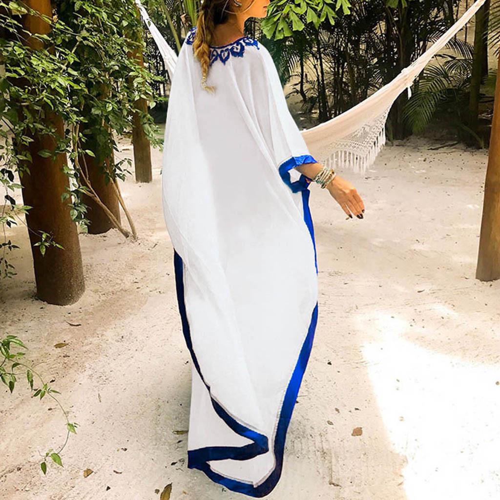 Boho besticktes Sommer-Strandkleid Übergröße Damen Strandmode Überwurf Robe Kaftan