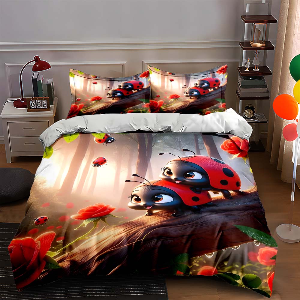 

Ladybugs forest scene. Bedding Duvet cover sets Duvet covers Pillowcases gifts (1 * Duvet Cover 2 * Pillowcases, without duvet insert) 135x200cm