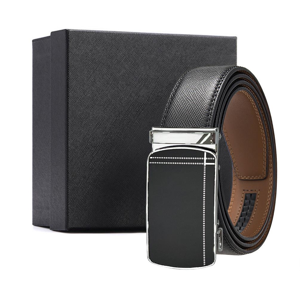 

Genuine leather black two-layer cowhide automatic buckle belt, genuine cowhide belt 110-130CM