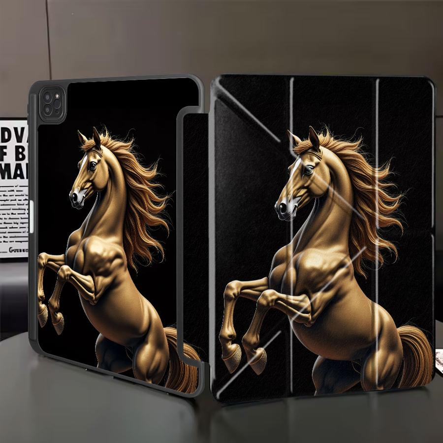 

Держатель Чехол Чехол для планшета Для iPad Mini 6 7 Pro 2025 Air 4 5 M3 M2 1 2 M4 11 дюймов Pro 11-е 10-е 9-е 8-е 7-е 12,9 дюйма Золотая Лошадь iPad Mini 6 8.3