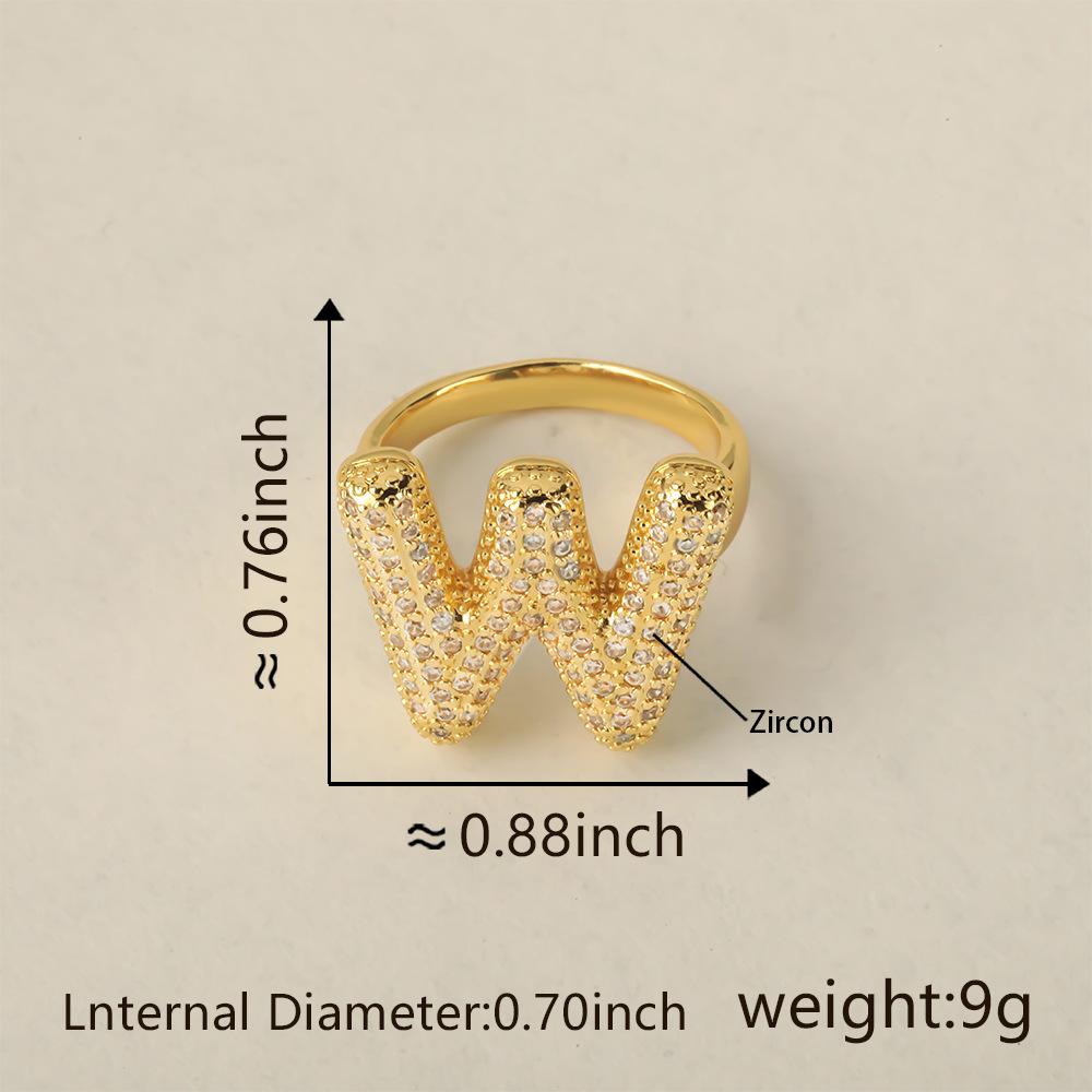 26 Letter Open-Ended Zircon Ring INS Minimalist Series Gift For Friends