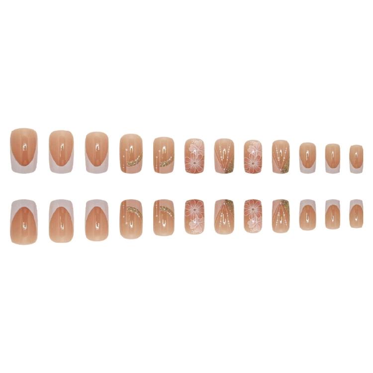 24buc Unghii Moderne Press On Vârfuri Franceze Unghii False Acoperire Completă Unghii Lipibile Designuri Florale de Primăvară Pentru Femei Fete