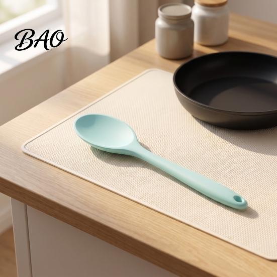 Safe Kitchenware for Home Silicone Serving Spoon, Heat Resistant Non-stick Kitchen Utensil, Cooking Spoon Ergonomic Anti-slip Handle Soup And