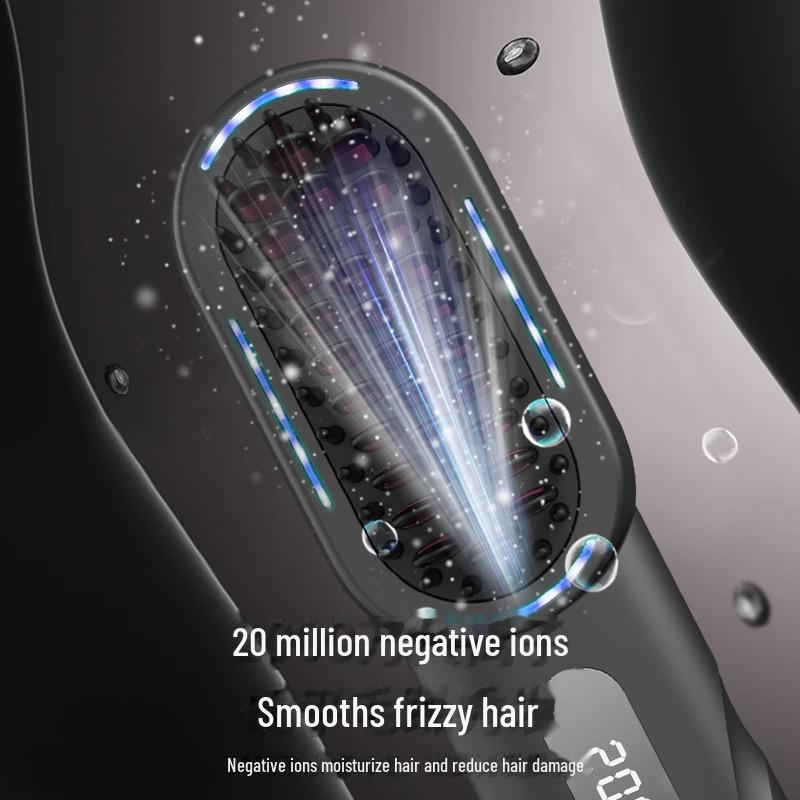 Tragbarer kabelloser Doppelfunktions-Haarkamm: Schonend für das Haar, Glätten oder Locken, Wiederaufladbar für den Gebrauch im Wohnheim