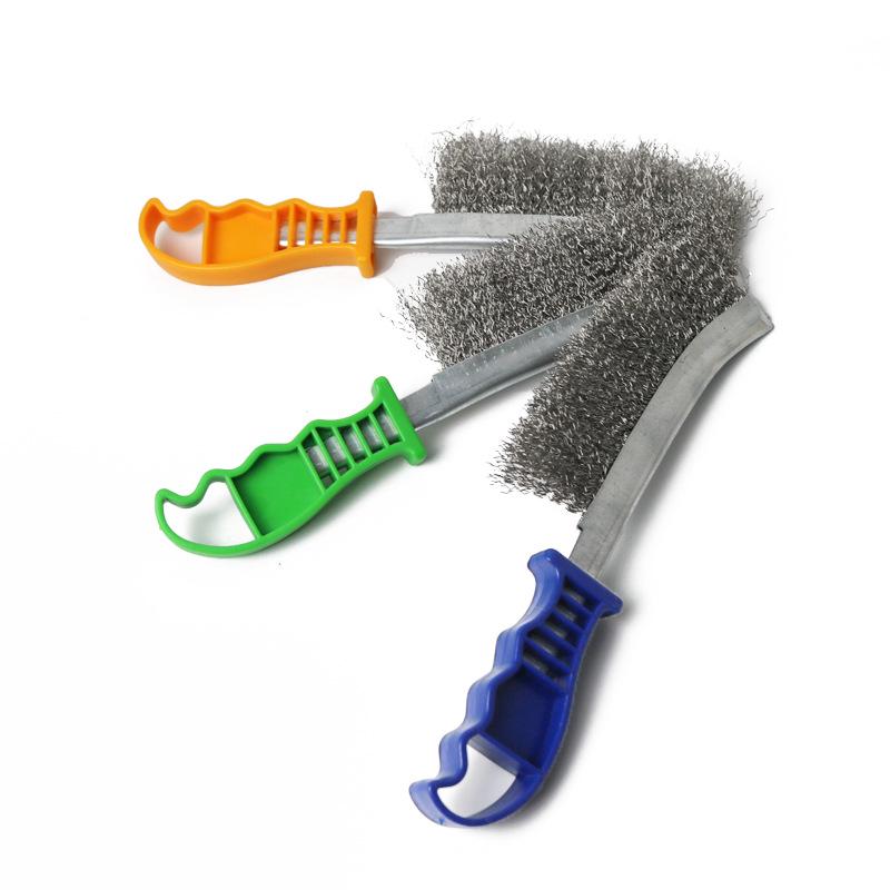 Stainless Steel & Copper Wire Brush with Plastic Handle for Rust and Gap Cleaning