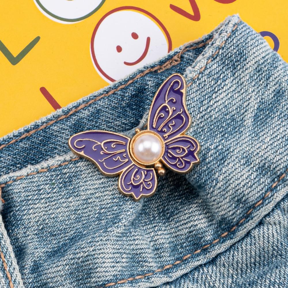 1 Pair Adjustable Butterfly Jeans Waist Clip, Detachable No Sew Waistband Resizer, Magic Waist Reducer Button