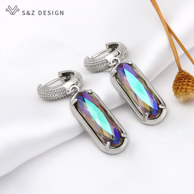 Móda Luxusní Elegantní Oválný Tvar vejce Křišťálové náušnice Pro ženy Svatební Party Šperky Dárek Cubic Zirconia Eardrop