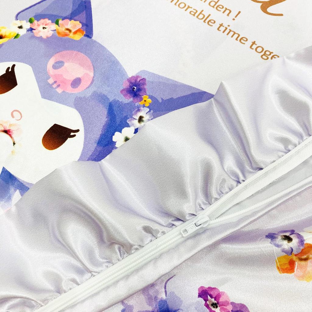 MORIPiLO Silk Touch Kuromi Sanrio Characters Silky 405853 (Morishita) Pillowcase, Touch, Ruffled, Washable, 43x63cm, Purple,