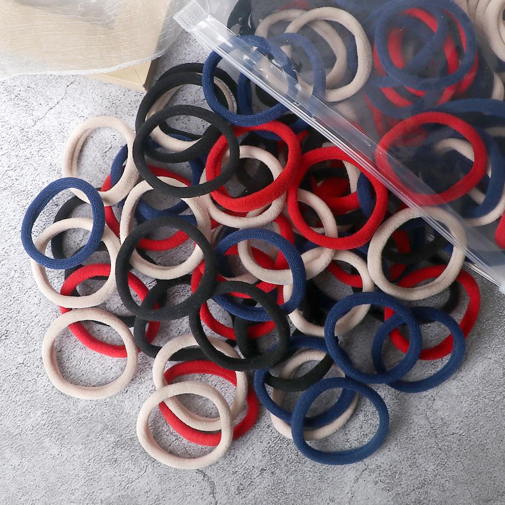 25 Colors 50/100PCS Elastic Black Hair Bands Ties 4cm Solid Color Headband for Women Girls Hair Accessories Gift Ponytail Holder