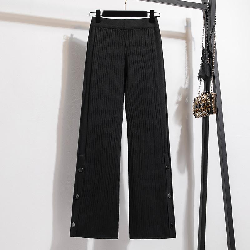 

DIMANAF Женские длинные брюки больших размеров Толстые Винтажные Леди Свободные Повседневные Эластичная талия Зима Осень 2025 5XL чёрный