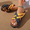 Fashion Women's Sandals Fashion Patchwork Color Thick Soled Wedge Slippers Hollow Casual Beach Sandals 2025 Summer Sandalias Mujer