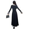 Cute girl's autumn and winter wear French temperament black fake two-piece dress is particularly beautiful and super temperament