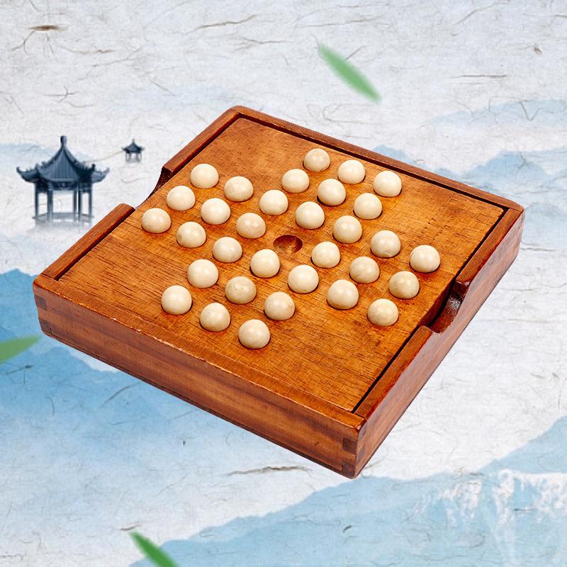 Board Wooden Solitaire Cognitive Chess Educational Intellectual Strategy Games