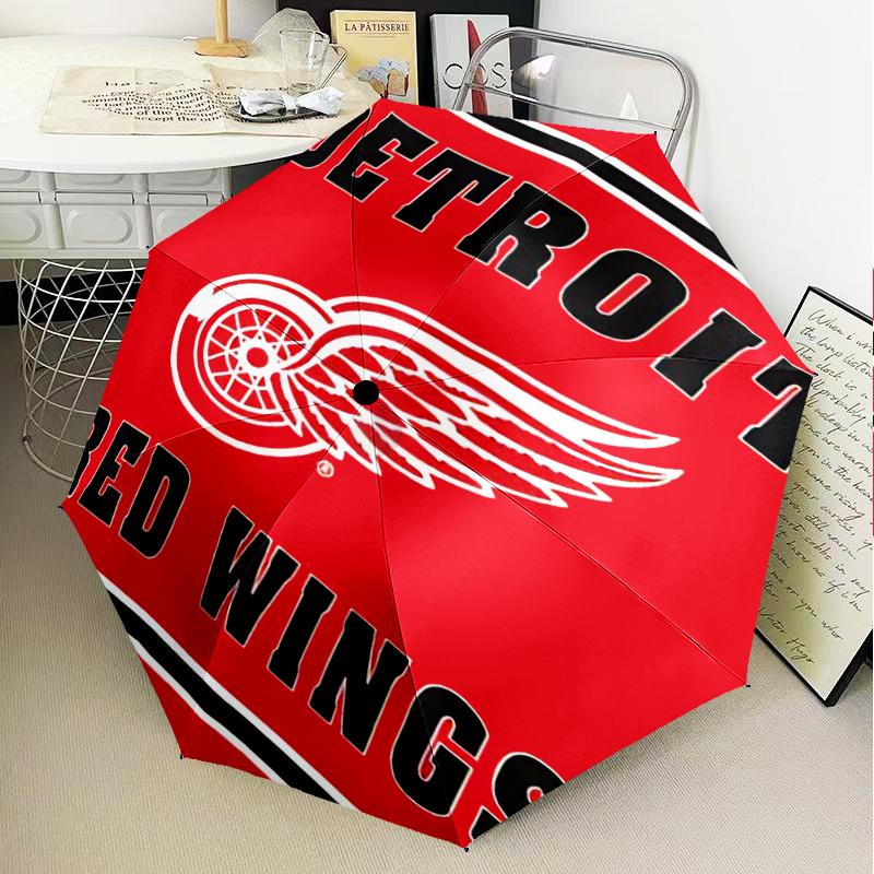 Red Wings Logo Umbrella Folding umbrella, automatic umbrella 8-Frame for Travel, camping Use Gift for Halloween Christmas