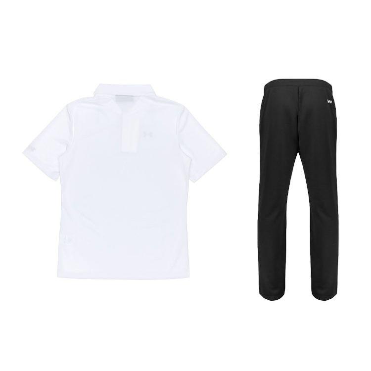 Under Armour Solid Color Breathable Short Sleeve Polo Shirt Straight Leg Knitted Sports Pants Casual Sports Set Men Sets 21500537-100+21500737-001