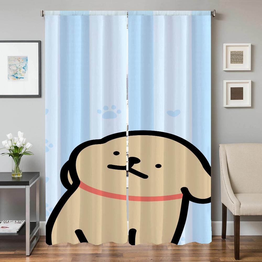 Home Interior Kitchen Curtains for Living Room 2 Pieces Blackout Curtains Door Curtain Maltese Dog Partition Bedroom Decoration