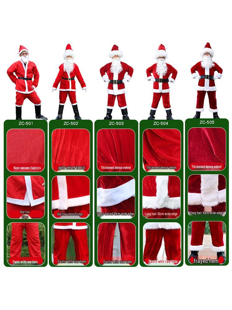 Adult Santa Claus Costume Set - Men's & Women's Plus Size Christmas Outfit