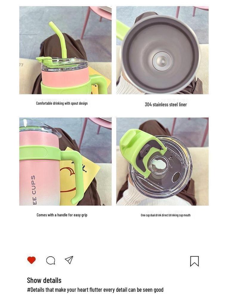 Gradient 40oz Insulated Ice King Cup with Handle & Straw - Ideal for Office & Outdoor Use