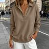 Women's Casual V Neck Pullover Sweatshirt Long Sleeve Button Front Top Relaxed Fit Lightweight Fabric Suitable for Everyday Wear