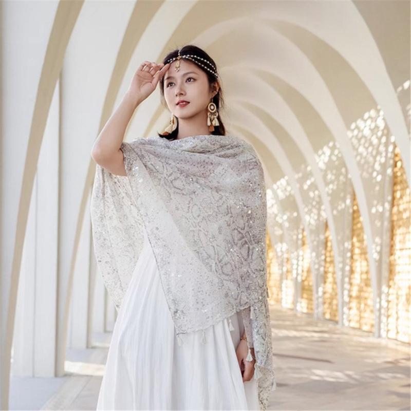 Elegant Light weight Scarf Shawl Wrap Fashionable Polyester Scarf Shawl for Social Event