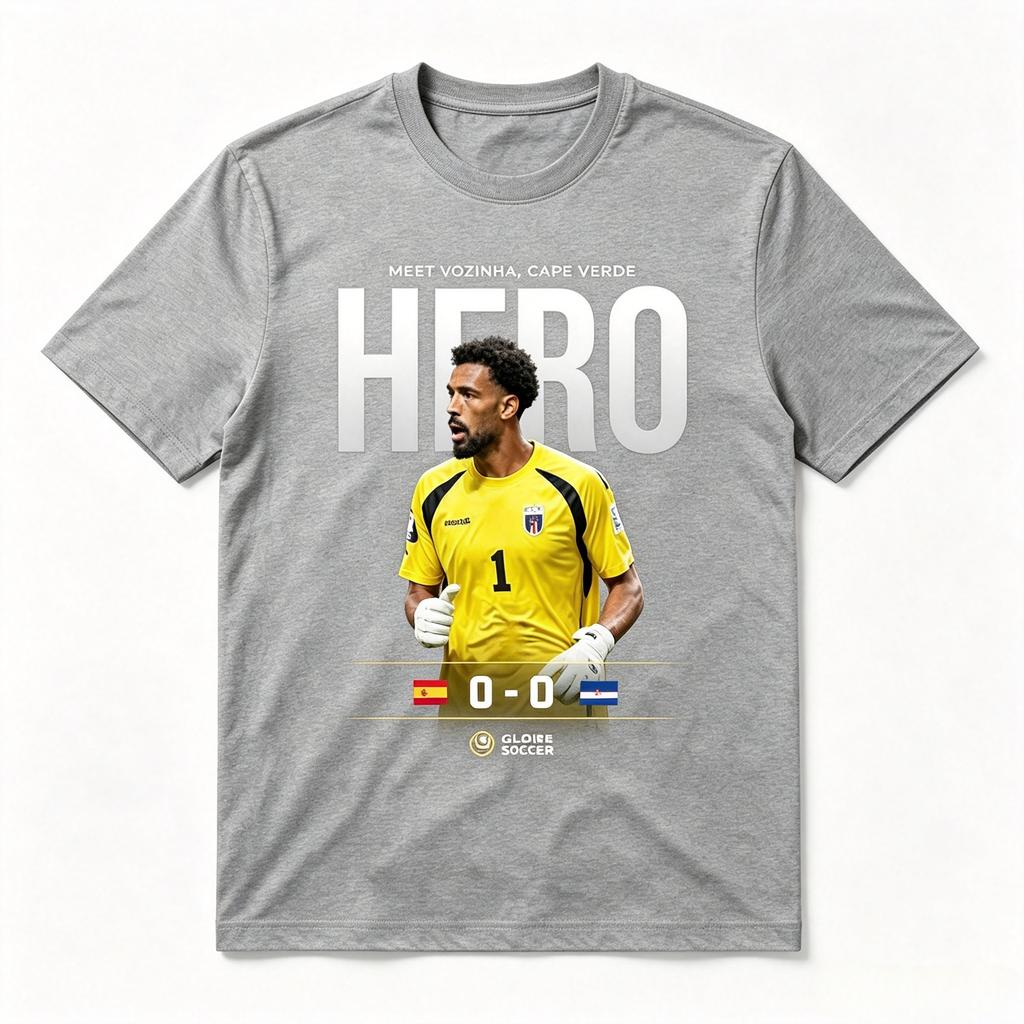 Capo Verde Portiere Vozinha Eroe Grafica Maglietta Spagna 00 Capo Verde Calcio Maglietta Unisex Cotone Fan Calcio Manica Corta Top