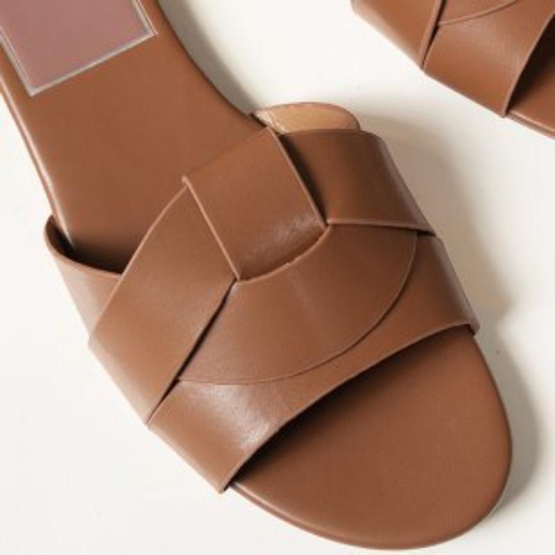 

New Large-sized Women s Slippers, Cross-flat, Cool, Simple and Versatile Shoes 35 светло-коричневого