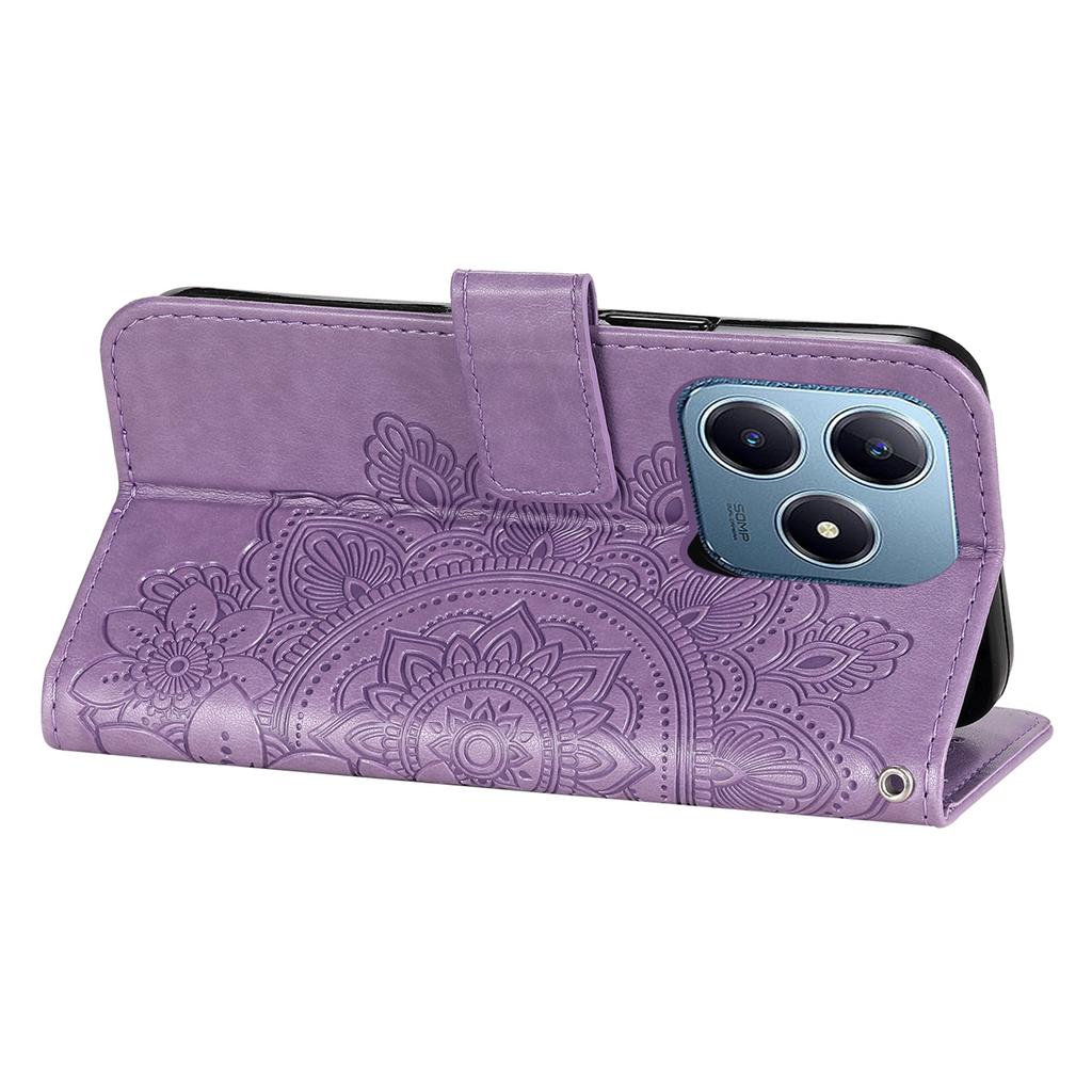 Para Realme Note 60x 4G/C63 4G/C61 4G/Note 60 Capa Padrão Floral Carteira de Couro PU com Suporte Capa de Telefone