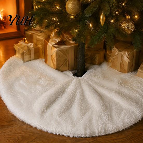 Decorative Tree Stand Cover for Xmas Party 24/30/36 Inch White Faux Fur Christmas Skirt, Soft Fluffy Plush Protective Holiday Decoration Base
