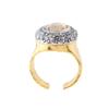 Oval Crystal Diamond-set Open Ring Retro Full Diamond Personality Exaggerated Size Adjustable Ring