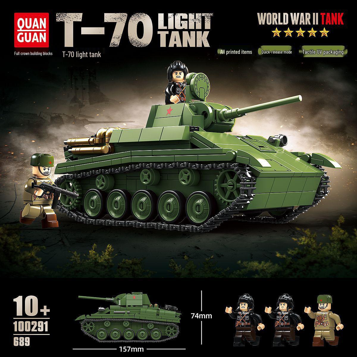 

Allcrown Soviet T-70 Light Tank Model Building Blocks Toy for Boys 43*28*6.7 cm [0.8 kg]