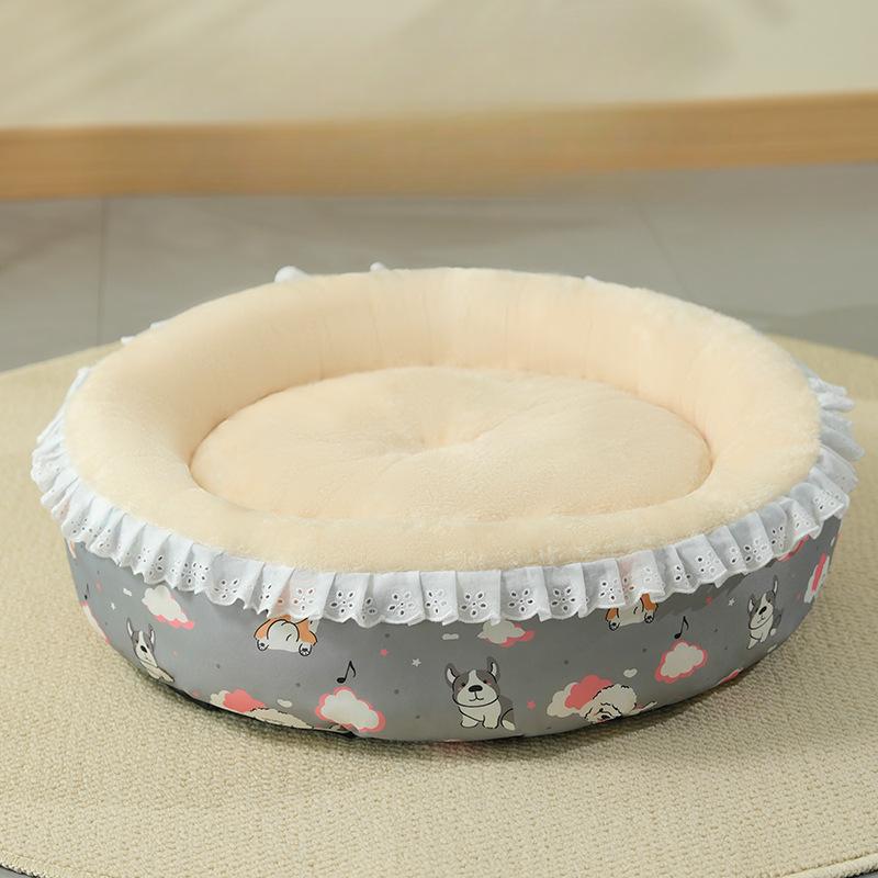 Winter Katzenzwinger Haustier Warmes Nest Kaninchen Samt Blumiger Rock Haustierbedarf Schlafmatte für Alle Jahreszeiten