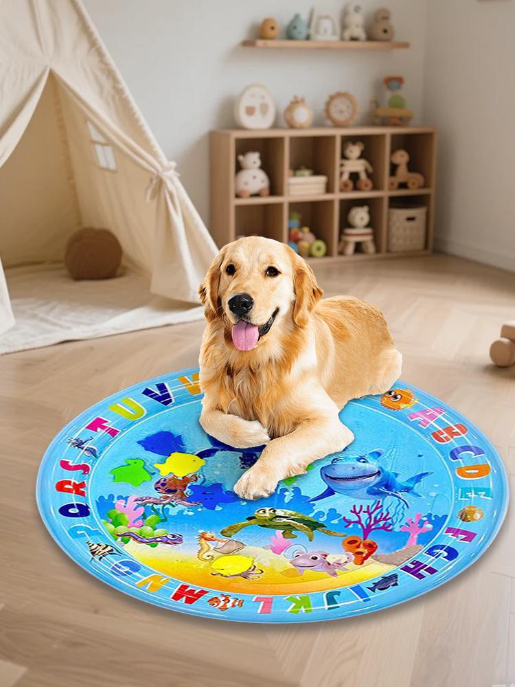 Cat Water Mat with Air Pump Summer Cooling Pad Cat Water Sensor Play Mat for Indoor Cats Kitten