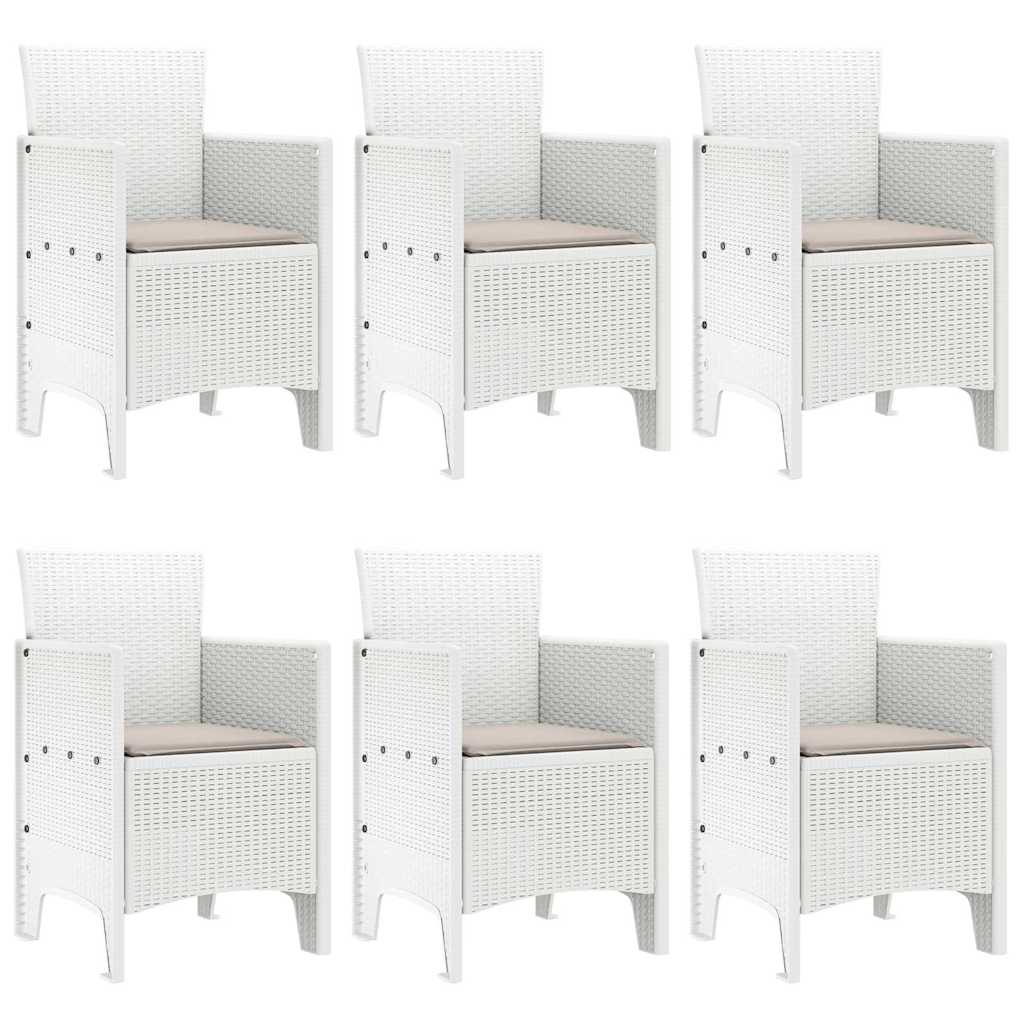 Garden Dining Set 7 pcs White Poly Rattan