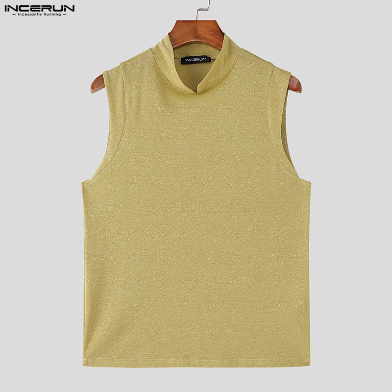 INCERUN Canottiere Estive da Uomo Senza Maniche Glitter Casual Vestibilità Aderente