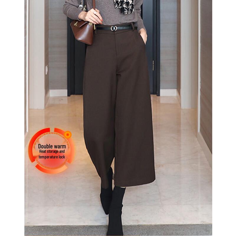 Demana Women s Winter Brushed Cropped Straight-Leg Trousers XL