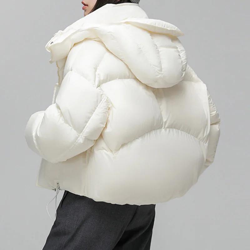 2026 Winter Women's White Duck Down Coat Korean Style Long Sleeve Cropped Down Clothing Wholesale For Women's Fashion