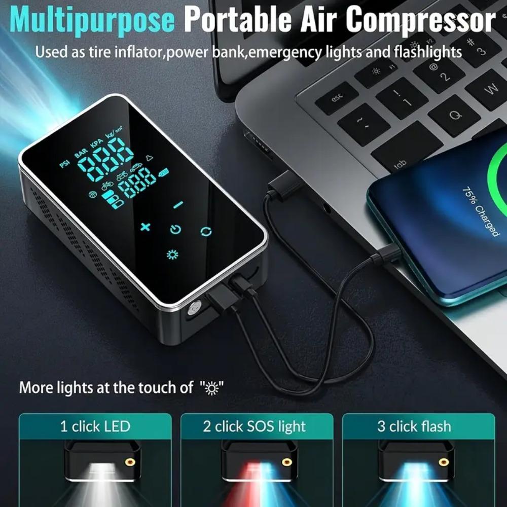 Auto Luftpumpe Notstart Stromversorgung Multifunktion 12V 4000mAh TYP-C Schnellladebuchse Auto Kabellose Tragbare Luftpumpe Elektrische Luftpumpe