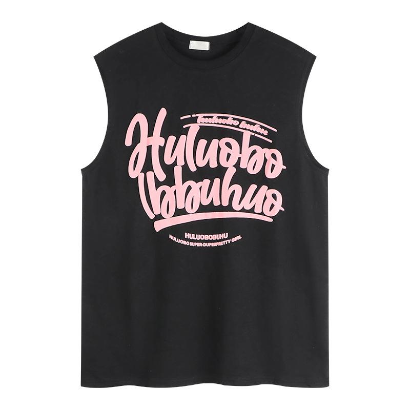 

Women s Retro Black Sleeveless Vest: Sweet & Spicy Summer Loose T-shirt Large