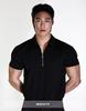 RVD Wide Shoulder Half-Zip Muscle Fit Polo Shirt (Black)