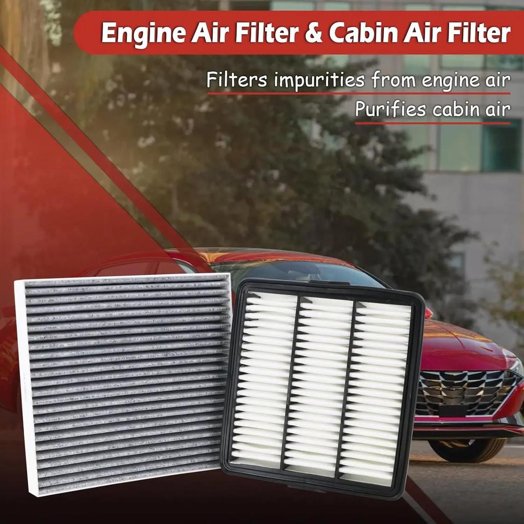Engine Air Filter + Cabin Air Filter 28113-AA100 97133-L1000 For Kona Gas 2024 2025 For Hyundai Elantra 2021-2025 1.6L/2.0L