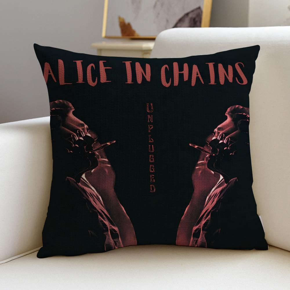 Grunge AAlice In ChainsS Cushion Cover Breathable and Skinfriendly Linen Pillowcase Square Removable and Washable Cushion