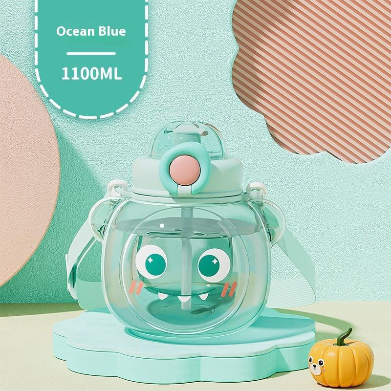 

Cartoon Kawaii Water Bottle Large Capacity Straw Cup Leak-Proof Juice Milk Bubble Tea Drink Bottle Cup For Girls Kids зелений