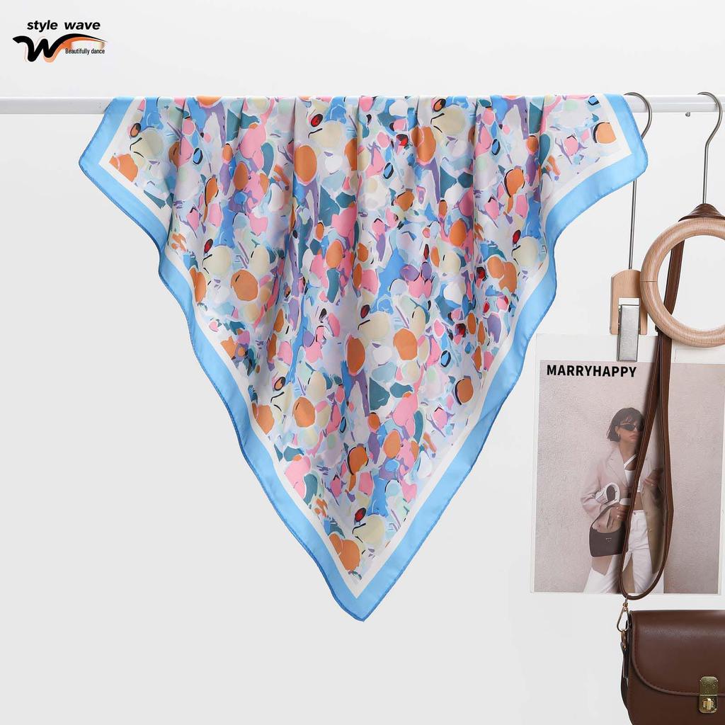 Women's Versatile Faux Silk Graffiti Scarf - Spring/Summer, Multi-Functional Hair Band or Waistband