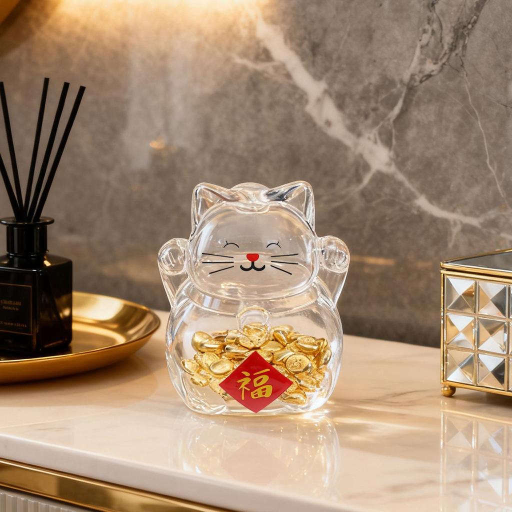 Borosilikat Katzen-Sparschwein Multifunktionales Pädagogisches Geschenk für Kinder 0,39" Öffnung Kompakter Dekorativer Behälter