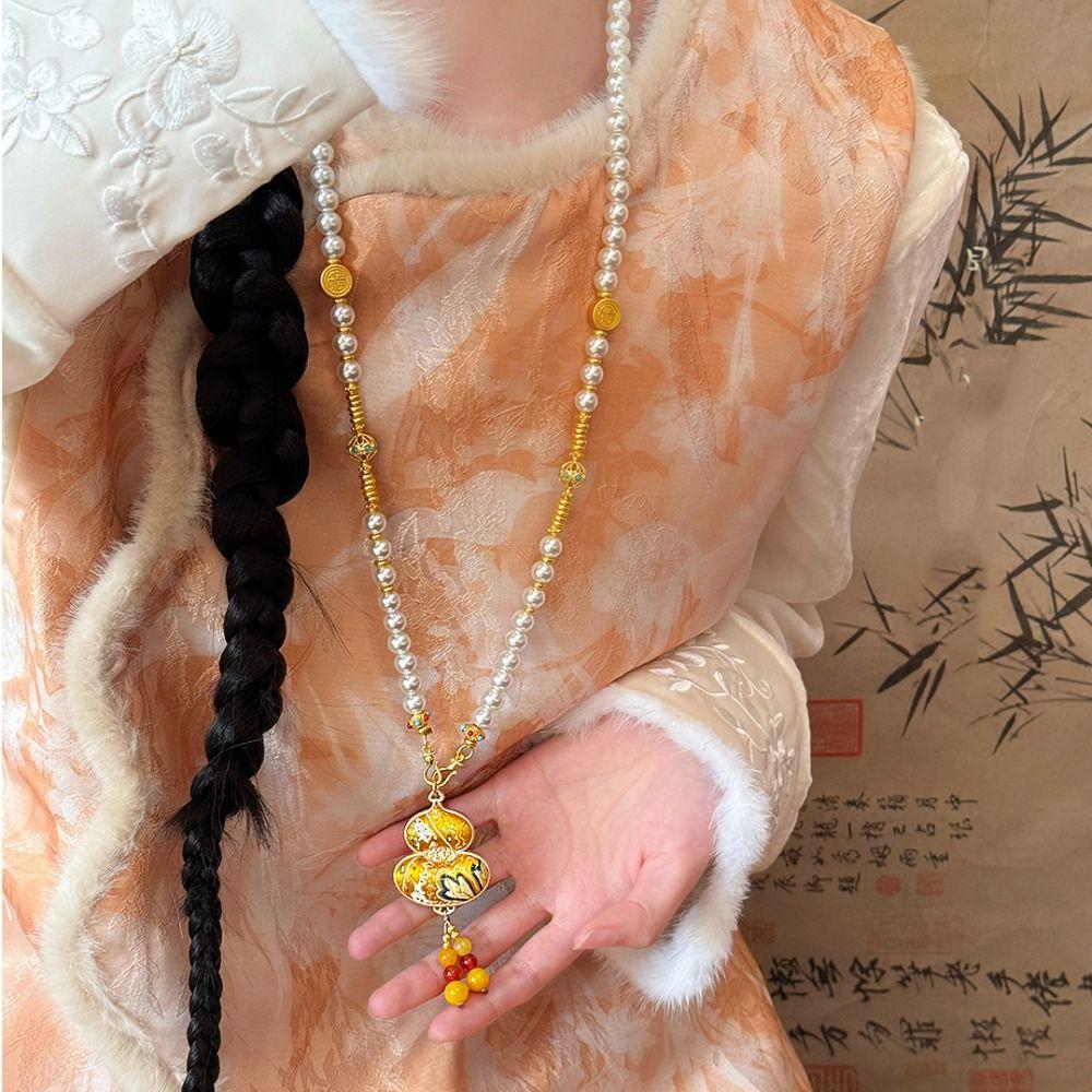 Luxus Lied Brokat Kürbis Halskette Quasten Bestickter Anhänger Halskette für Geschenke